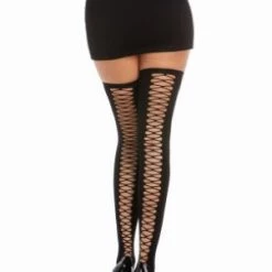 Dreamgirl New Items Opaque Knitted Thigh High Stockings With Criss-Cross Detail