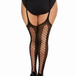 Dreamgirl Plus Size Hosiery Plus Fishnet Suspender Garter Pantyhose 7 Dreamgirl Plus Size Hosiery Plus Fishnet Suspender Garter Pantyhose