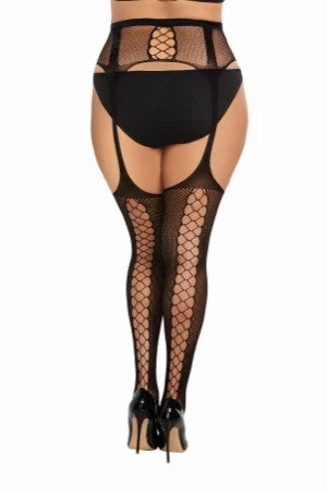 Dreamgirl Plus Size Hosiery Plus Fishnet Suspender Garter Pantyhose 4 Dreamgirl Plus Size Hosiery Plus Fishnet Suspender Garter Pantyhose