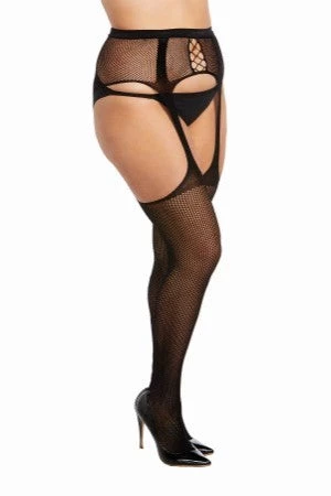 Dreamgirl Plus Size Hosiery Plus Fishnet Suspender Garter Pantyhose 3 Dreamgirl Plus Size Hosiery Plus Fishnet Suspender Garter Pantyhose