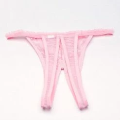 Shirley Of Hollywood Pink Scalloped Crotchless Thong