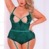 Seven 'til Midnight Clearance Plus High Leg Velvet Teddy