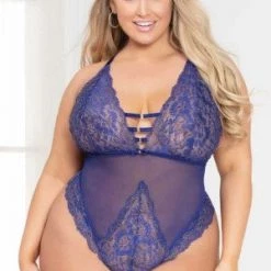 Seven 'til Midnight Plus Lurex Lace And Mesh Teddy Clearance