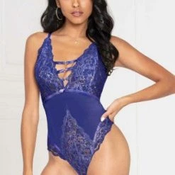 Seven 'til Midnight Lurex Lace And Mesh Teddy Clearance