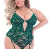 Seven 'til Midnight Plus Floral Lace Teddy Plus Size