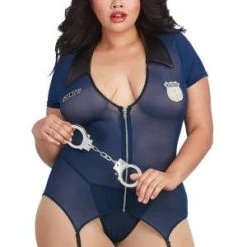 Dreamgirl Plus Police-Themed Garter Slip Bedroom Costume Set Plus Size