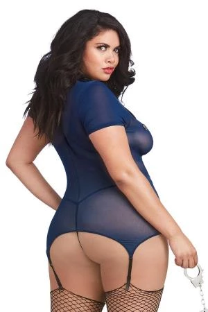 Dreamgirl Plus Police-Themed Garter Slip Bedroom Costume Set Plus Size 2 Dreamgirl Plus Police-Themed Garter Slip Bedroom Costume Set Plus Size