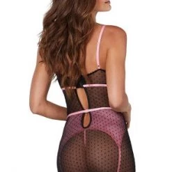 Dreamgirl Flocked Pin Dot Stretch Mesh Garter Slip Trending Sellers
