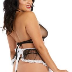 Dreamgirl Plus Size Plus Very Sheer Mesh Maid Bedroom Costume