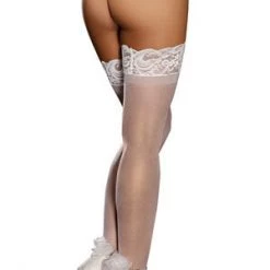 Dreamgirl Best Gifts Under $25 White Sheer Lace Top Thigh High