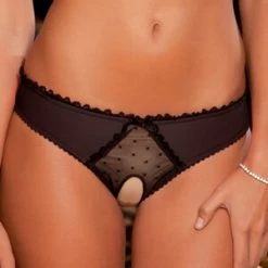 Rene Rofe Black Crotchless Frills Panty