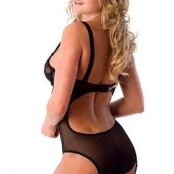Velvet Kitten Gartered Underwire Teddy W/ Cut Out Back Clearance