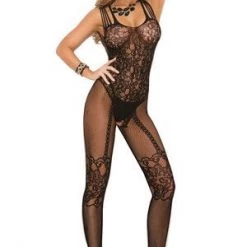 Elegant Moments Crotchless Fishnet Fancy Bodystocking