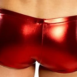 Male Power Shiny Red Pouch Short