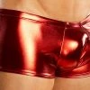 Male Power Shiny Red Pouch Short