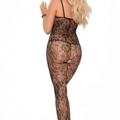 Elegant Moments Plus Size Diva Seductive Rose Lace Body Stocking