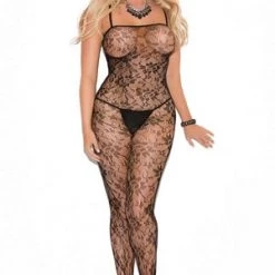 Elegant Moments Plus Size Diva Seductive Rose Lace Body Stocking