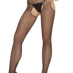 Elegant Moments Plus Size Hosiery Sexy Fishnet Suspender Diva Pantyhose