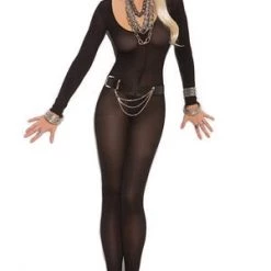 Elegant Moments Crotchless Sleek Opaque Body Stocking