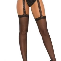 Elegant Moments Hosiery Sleek Sheer Thigh High & Garter Belt Set