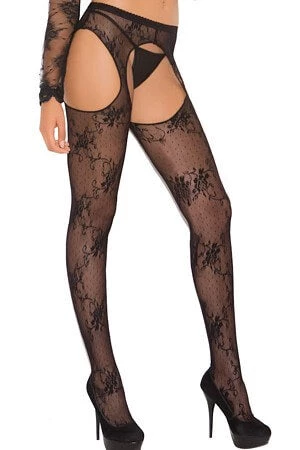 Elegant Moments Lacey Suspender Pantyhose 1 Elegant Moments Lacey Suspender Pantyhose