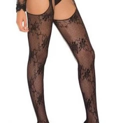 Elegant Moments Queen Lacey Suspender Pantyhose Plus Size Hosiery