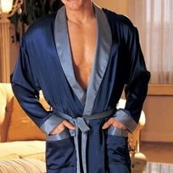Shirley Of Hollywood Elegant Two-Tone Charmeuse Uni-Sex Robe