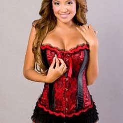 Velvet Kitten Clearance Satin Lace Panel Pleated Ribbon Corset 6 Velvet Kitten Clearance Satin Lace Panel Pleated Ribbon Corset