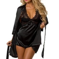 Velvet Kitten Trending Sellers Black Midnight Romance Robe Set