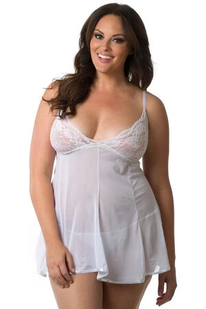 Velvet Kitten Plus White Simple Pleasure Babydoll 3 Velvet Kitten Plus White Simple Pleasure Babydoll