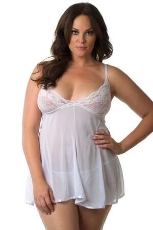 Velvet Kitten Plus White Simple Pleasure Babydoll 2 Velvet Kitten Plus White Simple Pleasure Babydoll