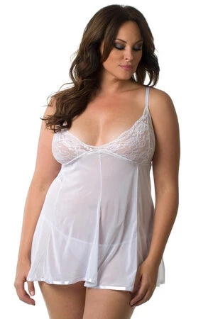 Velvet Kitten Plus White Simple Pleasure Babydoll 1 Velvet Kitten Plus White Simple Pleasure Babydoll