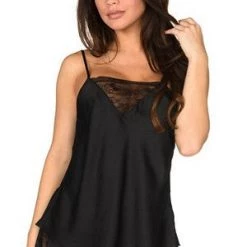 Velvet Kitten Black Sensual Satin Cami Set Clearance