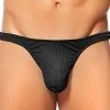 Male Power Men's Black Cotton Rib Bong Thong