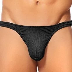 Male Power Men's Black Cotton Rib Bong Thong