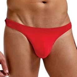 Magic Silk Men's Mens Red Silk/Knit Pouch Thong