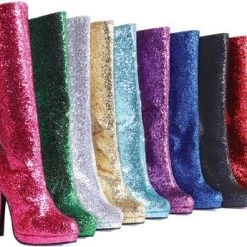Ellie Shoes Clearance Blue 4 Inch Glitter Boot
