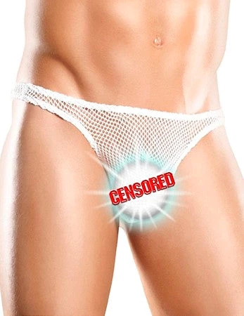 Male Power Mens White Fishnet Bong Thong 1 Male Power Mens White Fishnet Bong Thong