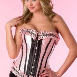 Velvet Kitten Satin Polka Dot Pleated Ruffle Trim Corset Clearance