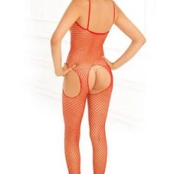 Rene Rofe Red Net Crotchless Bodystocking