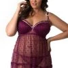 Velvet Kitten Plus Wine Dot Babydoll