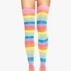 Leg Avenue Hosiery Acrylic Neon Rainbow Thigh Highs