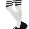 Leg Avenue White/Black Athletic Ribbed Thigh Highs Hosiery