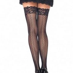 Leg Avenue Net Diamond Seam Thigh Highs