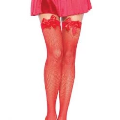 Leg Avenue Hosiery Fishnet Thigh High With Satin Bow