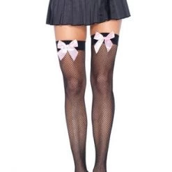 Leg Avenue Hosiery Fishnet Thigh High With Satin Bow