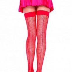 Leg Avenue Red Fishnet Thigh Highs With Backseam