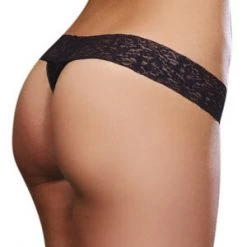 Dreamgirl Panties Black Stretch Lace Thong