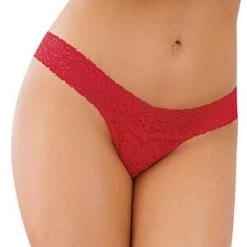 Dreamgirl Panties Red Stretch Lace Thong