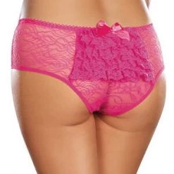 Dreamgirl Plus Size Hot Pink Crotchless Lace Diva Panty